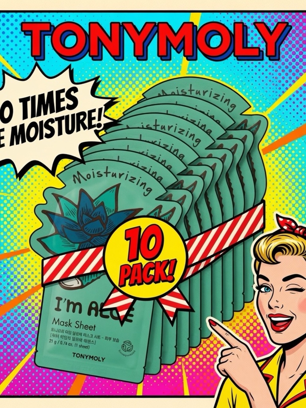 TonyMoly I'm Real Moisturizing Mask Sheet - Green (10 Pack)